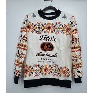Titos Vodka Embroidered Pullover Crewneck Sweatshirt Sz M Holiday Ugly Christmas
